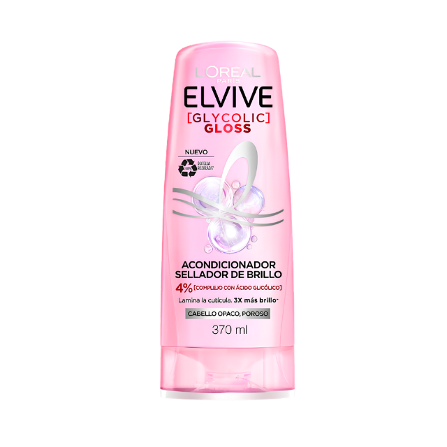 L'Oréal Paris Elvive Glycolic Gloss Acondicionador Sellador de Brillo 370 ml
