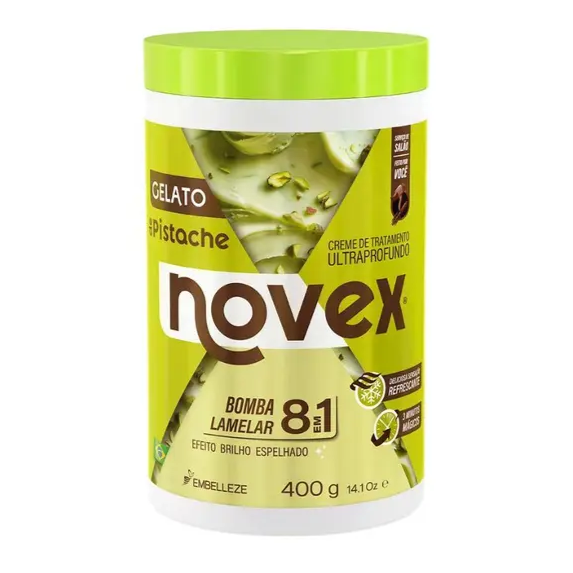 Novex Gelato de Pistache Creme de Tratamento Ultraprofundo Bomba Lamelar 8 em 1 400g