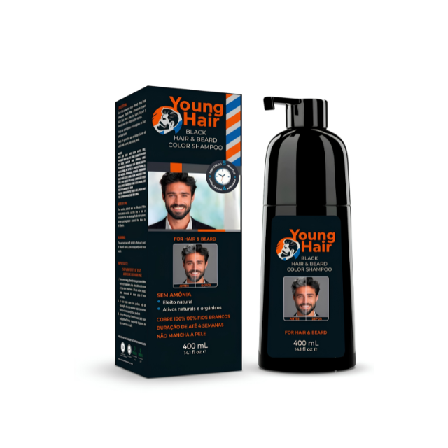Young hair Shampoo de Color Negro para el Cabello y Barba 400ml