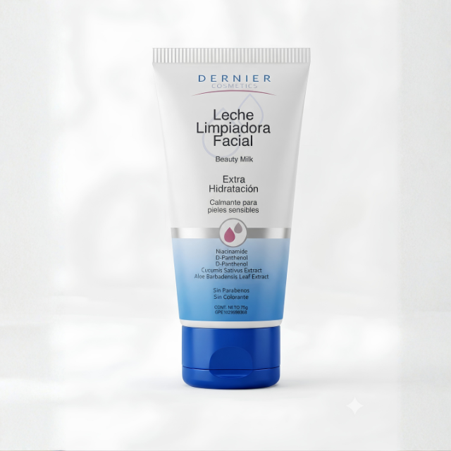 Dernier Cosmetics Leche Limpiadora Facial Beauty Milk - Extra Hidratación Calmante para Pieles Sensibles 75g